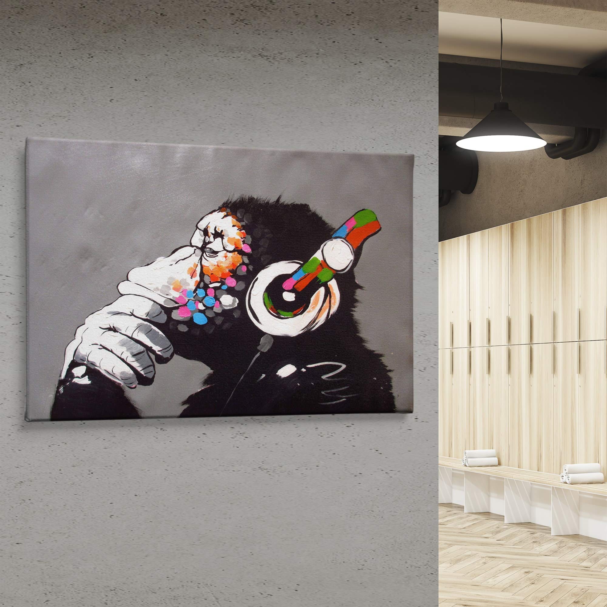 Amazon.com: Banksy DJ Monkey Gorilla Chimp - Canvas Wall Art Home